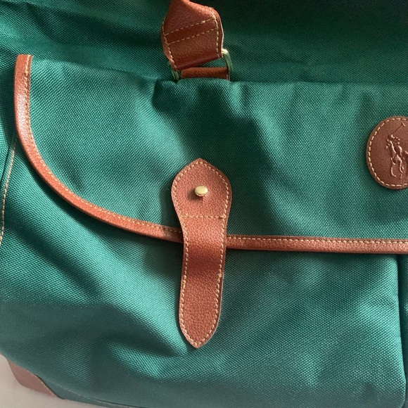 Vintage Ralph Lauran Polo Green Canvas and Leather Duffle Bag - Picture 8 of 8